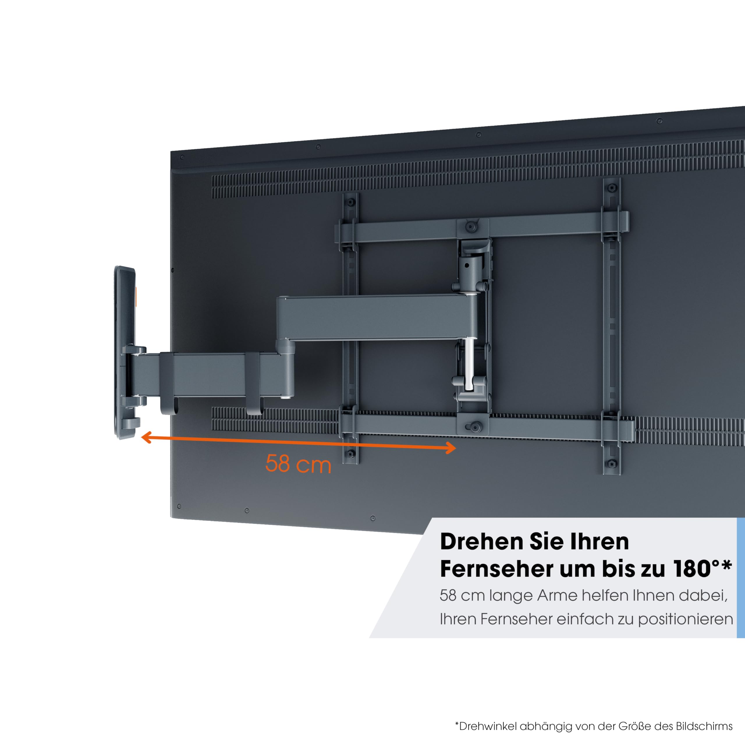 Vogel's TVM 3447 Vollbewegliche TV-Wandhalterung für 32-65 Zoll Fernseher | Bis Zu 180° Schwenkbar mit Premium-Gelenke, 20° Neigbar, 25 kg Tragkraft, TÜV-Zertifiziert, VESA 400x400, Inkl. Fischer-Dübel