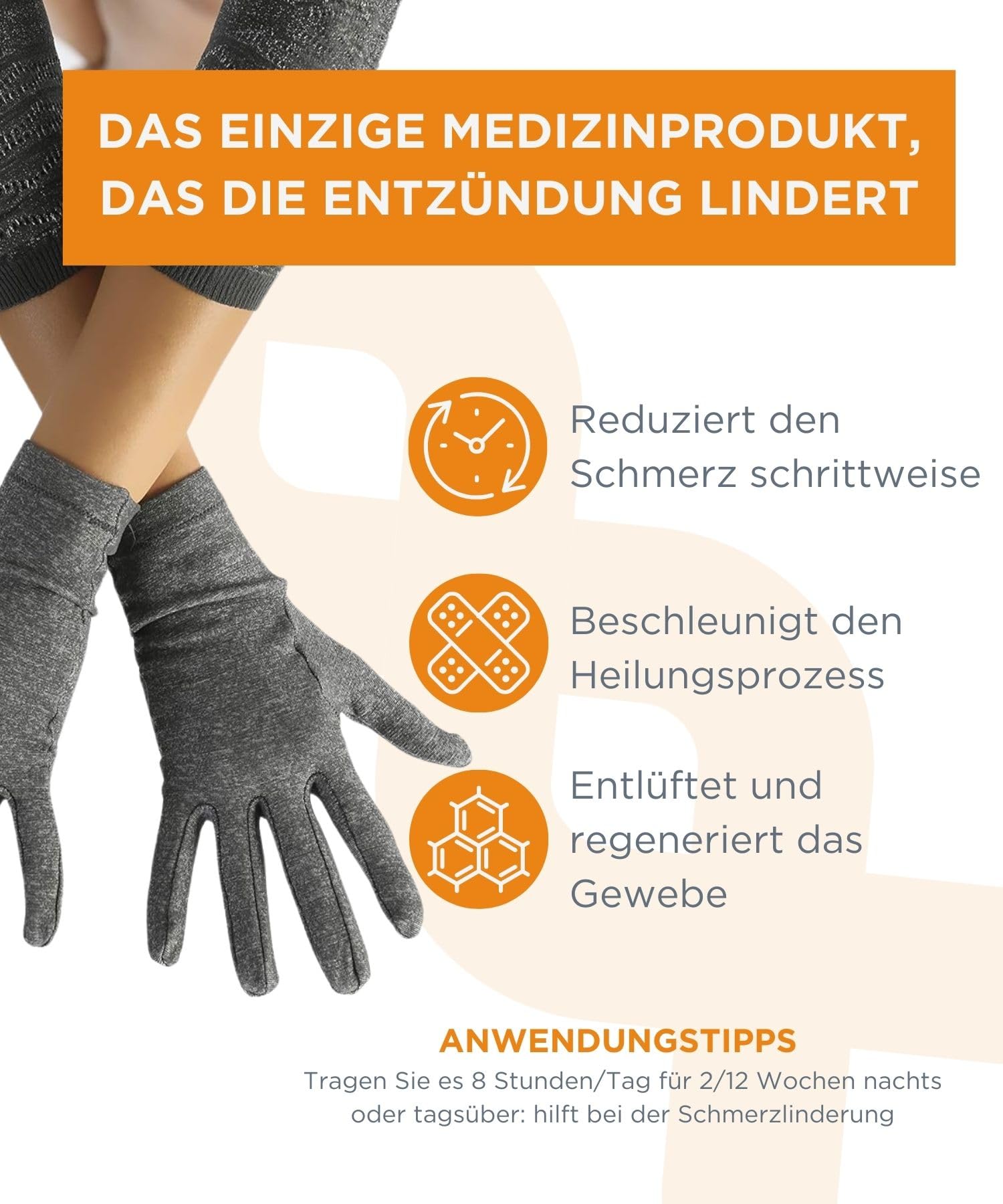 Spikenergy Arthrose Handschuhe Elektromagnetische Therapie - Rheuma Kompressionshandschuhe Damen Man, Arthritis, Auch als Handgelenk Bandagen, Steuerlich Absetzbares Medizinprodukt-Made in Italy