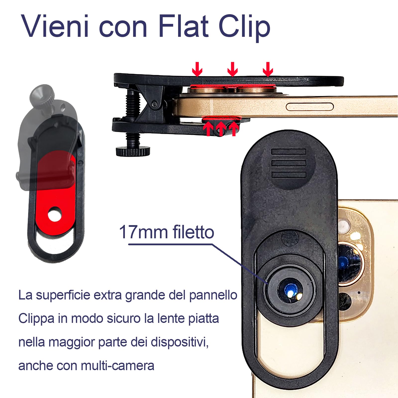FotoZ Teleobiettivo da 60 mm con filettatura da 17 mm, clip per obiettivo del telefono, per iPhone, Android, la maggior parte degli smartphone, compatibile con SmallRig iPhone Smartphone Cage Case