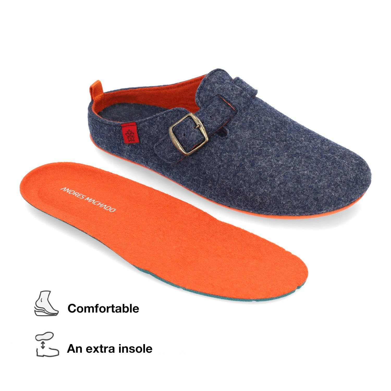 Andrés Machado - pantofole unisex per donna/uomo - DYNAMIC – estate/inverno - ciabatte/babbucce - lana e feltro/sottopiede rimovibile - Della EU 37 ala EU 50