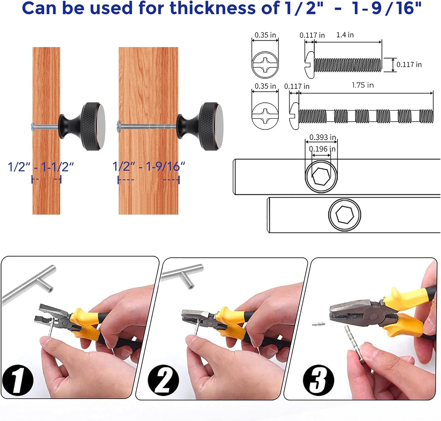 Ravinte 30 Pack Round Matte Black Knobs Knurled Single Hole Pulls Solid Black Kitchen Cabinet Hardware Handles for Drawers