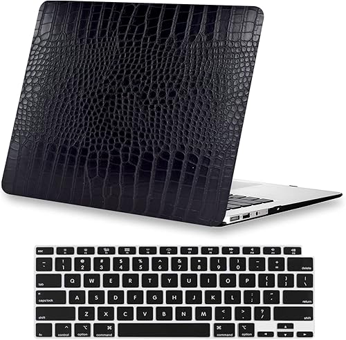 KEROM Compatible con Funda para MacBook Air de 13 Pulgadas con Diseño de Cocodrilo 2021 2020 2019 2018 M1 A2337 A2179 A1932, Texturizada Elegante