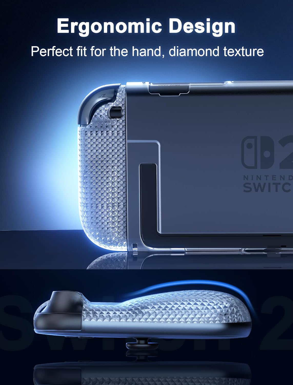 Upgrade Protective Case Compatible with Nintendo Switch 2, Transparent Protective for Nintendo Switch 2 (2025) with TPU Grip Cover Case and Thumb Caps, Shock-Absorption and Anti-Scratch Design - Image 4