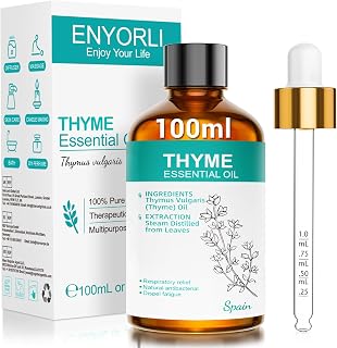 Aceite Esencial de Tomillo Natural 100ml Adecuado para Meditación Masajes Purificación del Aire Bricolaje Concentración Entrevista