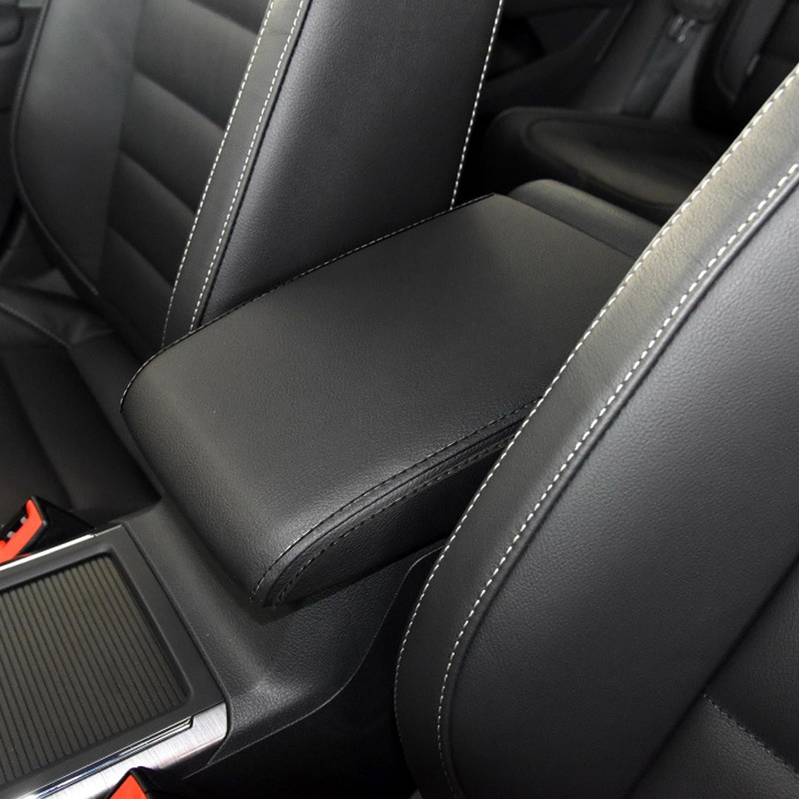 O SHI CAR Center Console Cover for Volkswagen VW Tiguan L 2016 2017 2018 2019,Microfiber Leather Armrest Covers，Customized Armrest Cover Leather Arm