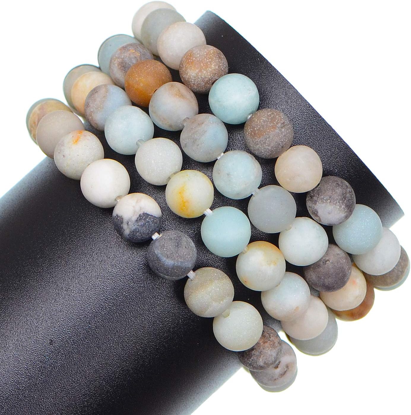 8mm Natural Matte Multi Color Amazonite Round Gemstone 100Pcs Loose Beads for Jewelry Making Bracelet with Stretch Beading Cord LPBeads - Image 3