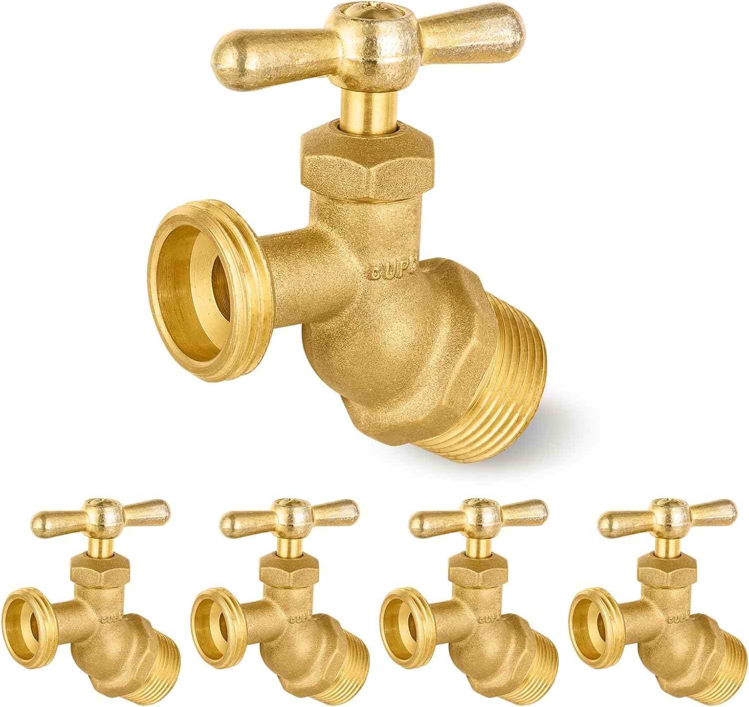 5-Pack HeSun Brass No-Kink Hose Bibb Valve, 1/2" MIP Inlet x 3/4" MHT Outlet, Garden Hose Faucet/Valve(BIBCOCK012)