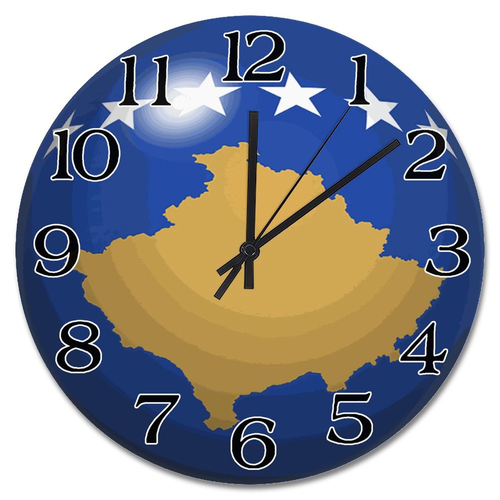 Horloge murale Kosovo ronde 25cm silencieuse vintage souvenir de ville décoratif pour salon