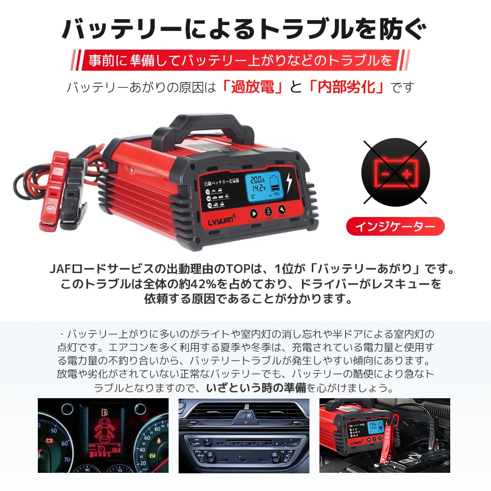 復活モード　リョクエン　パルス充電　パルスバッテリー充電器 DC200Plus Amazon.co.jp: 【JAF出動回避！】 LVYUAN(リョクエン) 25A 自動