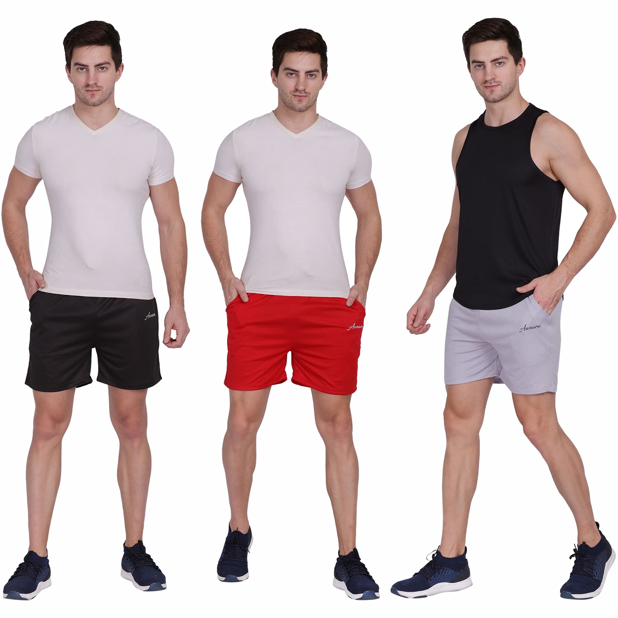 Solid Men Boxer (Black, Red. Grey) Pack of 3-image-30