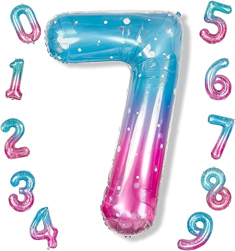 Vista 549 de Globos de 40 pulgadas, globo azul claro número 4, helio autoinflable de aluminio azul bebé para niños de 40 a 15 años, decoraciones de fiesta