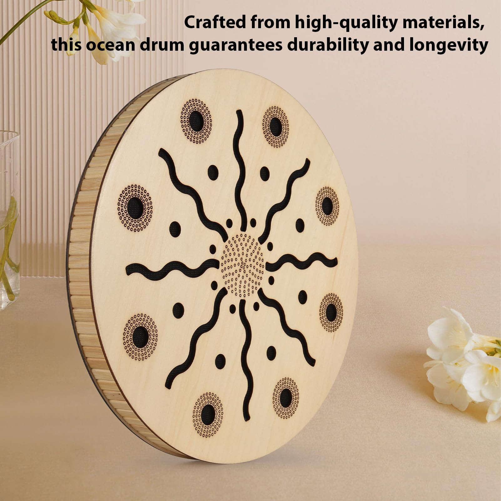 30,5 cm Ocean Drum Bamboo Legno Etnico Percussione Strumento Portatile Mano Onomatopeica Musica Terapia del Suono Acqua Rilassante per Home Party Forniture