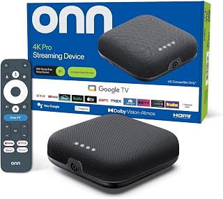 onn 4K Pro Google TV Streaming Device with Gemini: 4K UHD, Dolby Vision/Atmos, 3GB RAM, 32GB Storage, WiFi 6, Ethernet