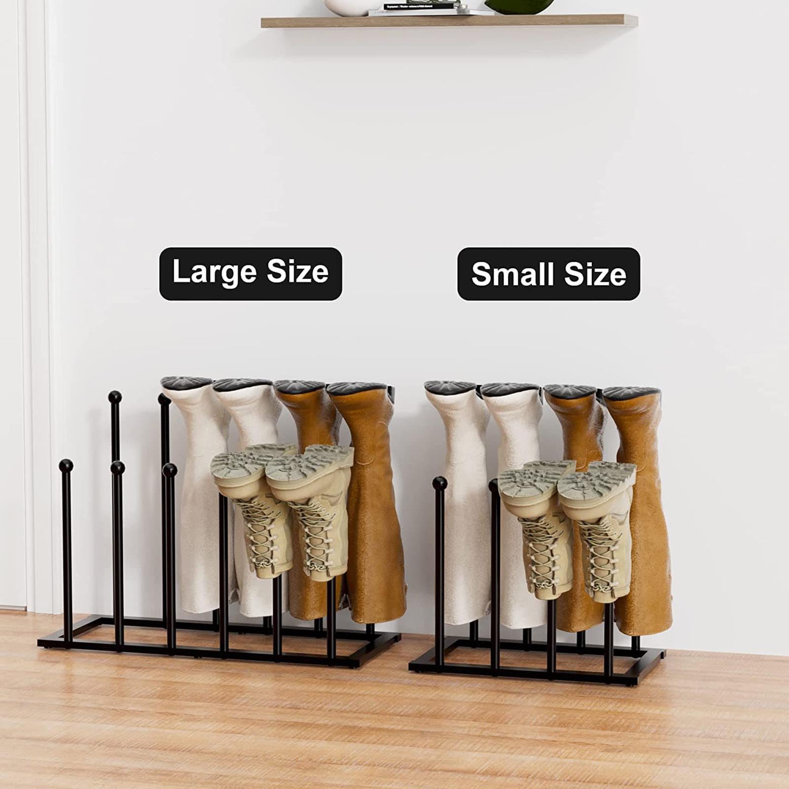 Estante para Botas de Metal Negro, Zapateros Independientes, Almacenamiento de boteros para Botas Altas, Botas Vaqueras, Botas de Lluvia, Botas para Caminar,Negro,L