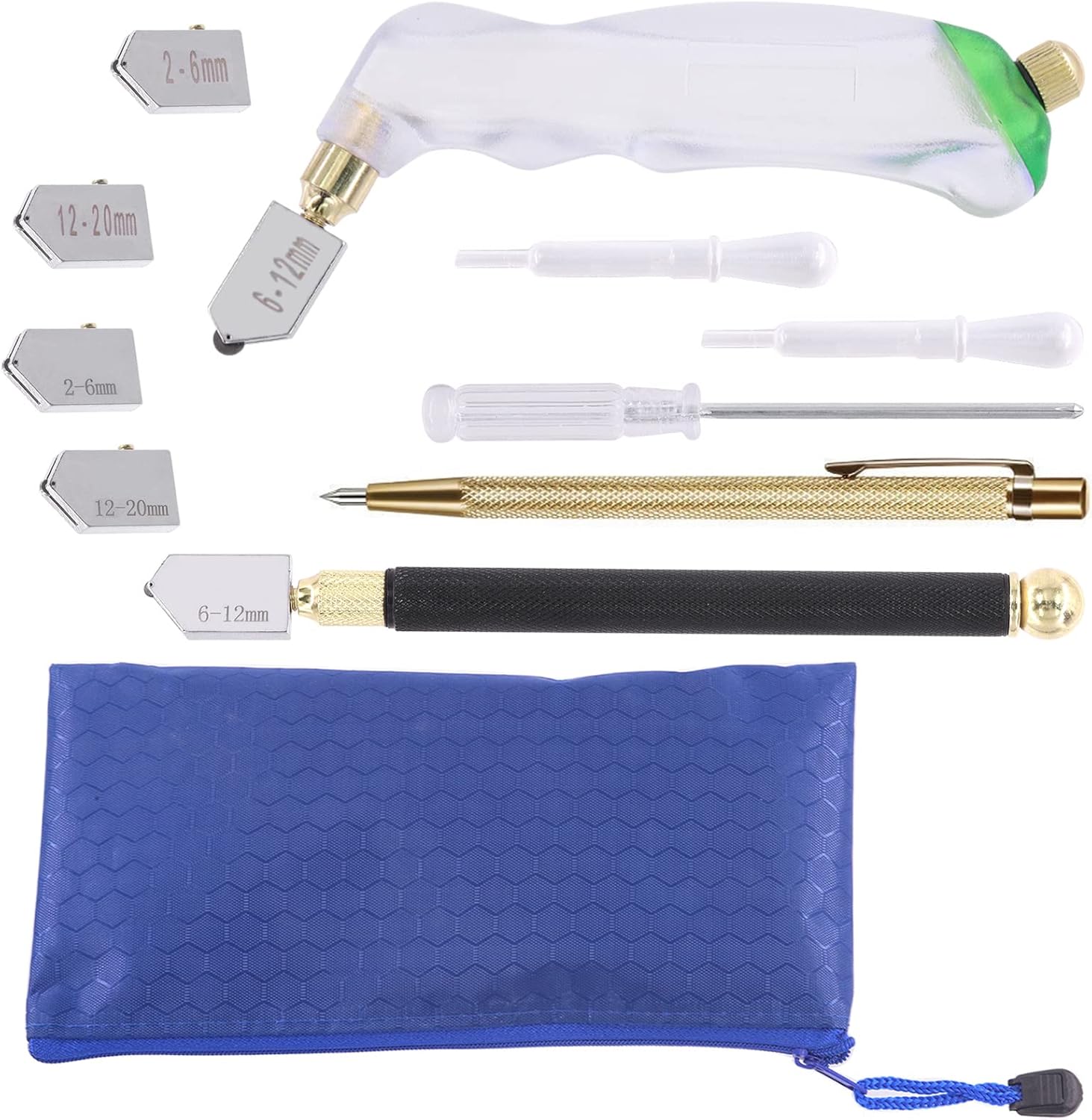 Tanstic 13Pcs Glass Cutting Tool Kit, Pistol Grip & Pencil Style Glass