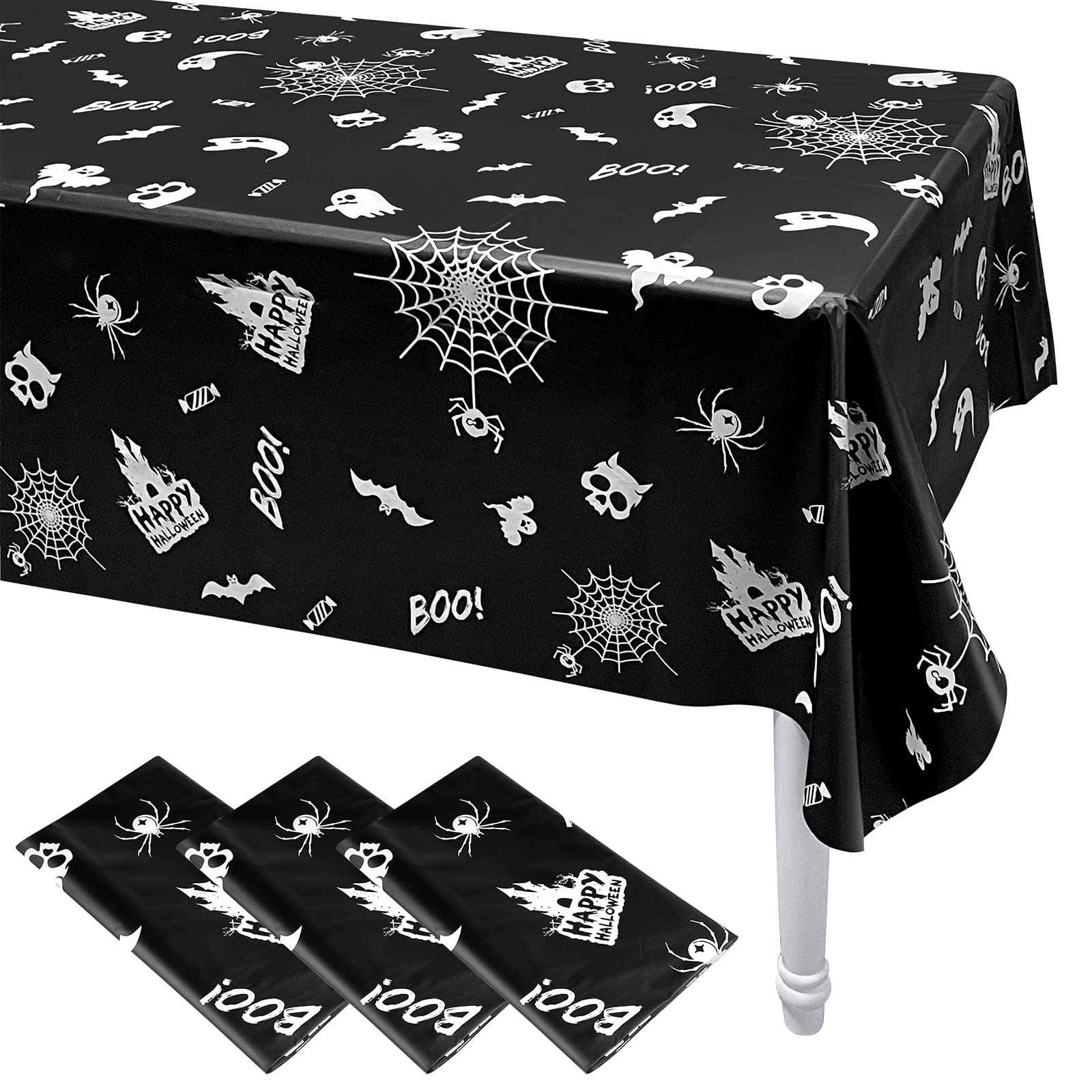 Nappe Halloween Toile D'araignée - Lot De 2, 274 X 137 Cm, En PE Résistant - Décoration De Table Effrayante Pour Fête, Maison