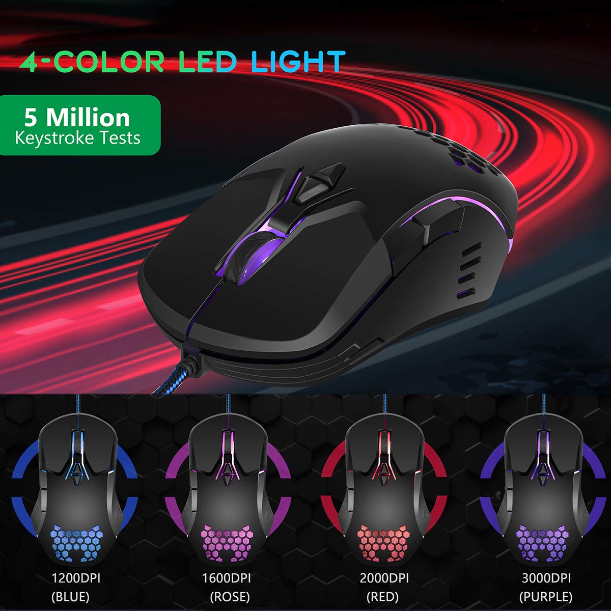 Gaming Keyboard and Mouse Combo Colorful lights Rainbow LED Backlit