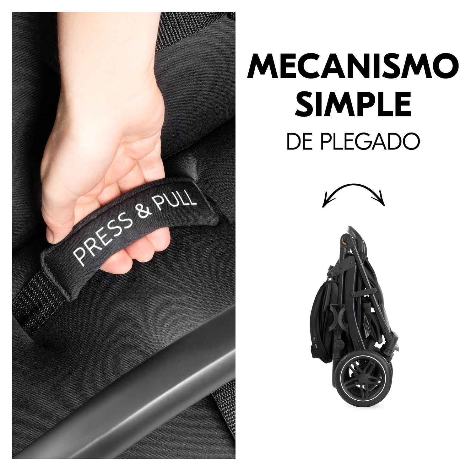 hauck Silla de Paseo Ligera hasta 22 Kilos Rapid 4D - Carrito Bebe desde el Nacimiento - Carro Reclinable con Ruedas de Goma - Portavasos - UPF 50+ - Compacto - Cesta XL - Negro