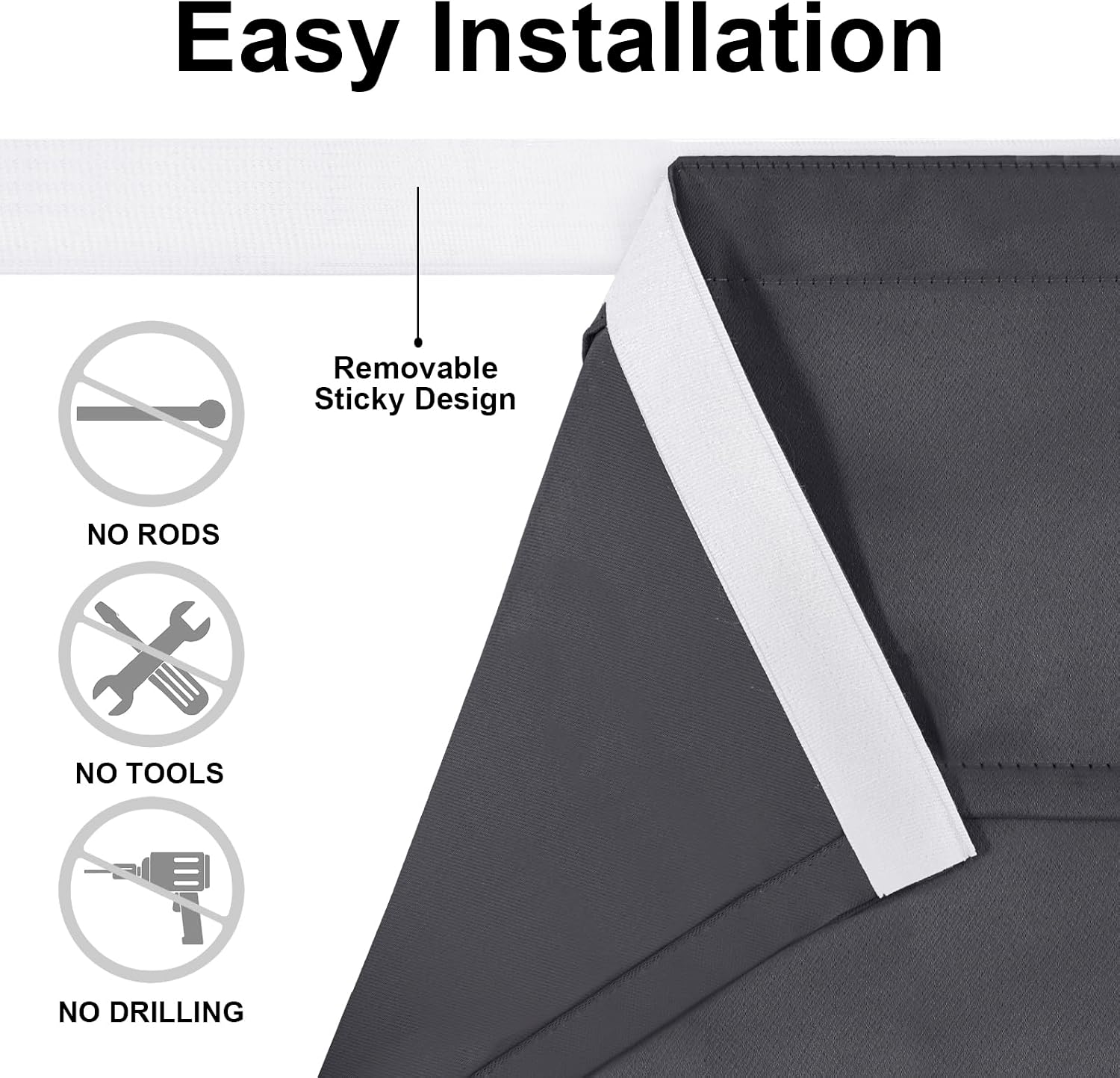 DWCN Blackout French Door Curtains, Set of 1 Panel, 26x68 Inch, Dark Grey