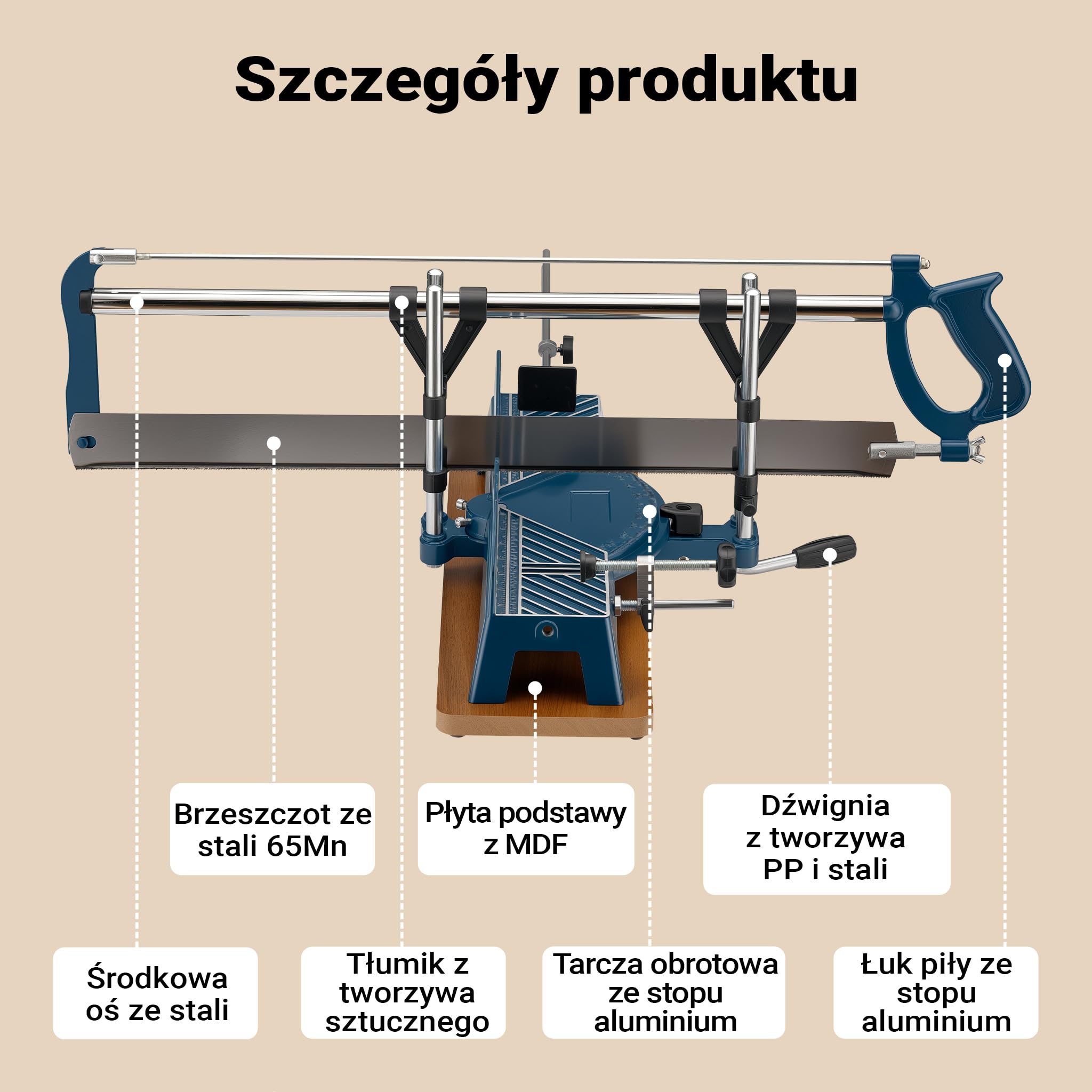 Precyzyjna ręczna piła kątowa 600mm piła stołowa ukośna ukośnica do drewna przyrżnia nastawiana
