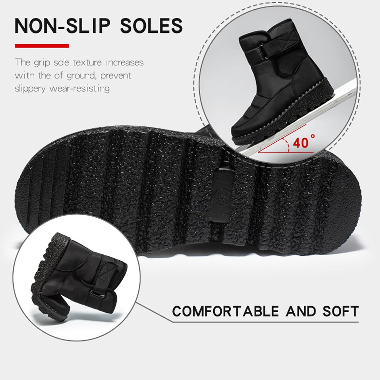 Women'S Waterproof Cloth Warm Snow Boots With Hook And Loop Comfortable Round Toe Plush Lining Slip-On Waterproof Winter Boots For Outdoor, Mountaineering, Leisure
