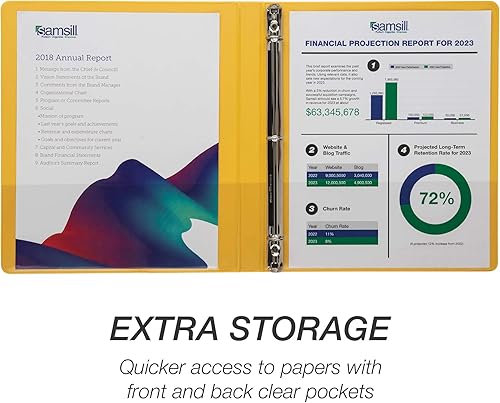 Miniatura 4 de Samsill Economy - Carpeta de 3 anillos de 0.5 pulgadas, fabricada en los Estados Unidos, carpeta de anillos redondos, cubierta transparente