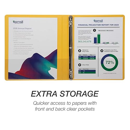 Vista 290 de Samsill (MP128567) - Carpeta de 3 anillos redondos de 2 pulgadas, fabricada en los EE. UU., con cubierta transparente personalizable para insertos