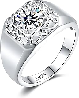 Moissanite Wedding Rings for Men, 2CT Round Cut Celtic Knot Design, 925 Sterling Silver Engagement Promise Gift