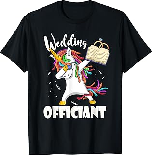 Funny Wedding Officiant Cute Dabbing Unicorn Pastor Wedding T-Shirt