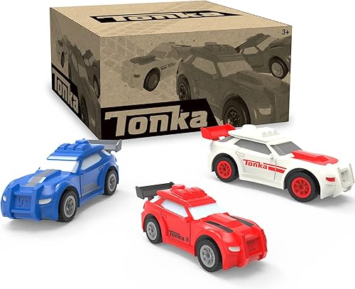 Miniatura 6 de Tonka, Paquete de 3 autos deportivos fabricados con plástico resistente, alimentado por fricción, niños y niñas, niños pequeños a partir de 3 años,