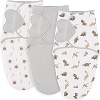 Susurration Newborn Swaddles 3-Pack: 100% Breathable Cotton Sleep Sacks with Silent Adjustable Velcro, Unisex Baby Swaddle Blankets 0-3 Months