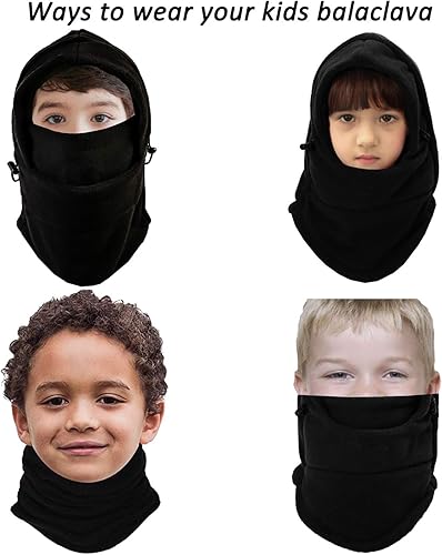 Miniatura 2 de YQXCC - Gorros de invierno para niños. Pasamontañas. Máscara de esquí a prueba de viento, abrigada, ajustable, con forro polar para niños y niñas