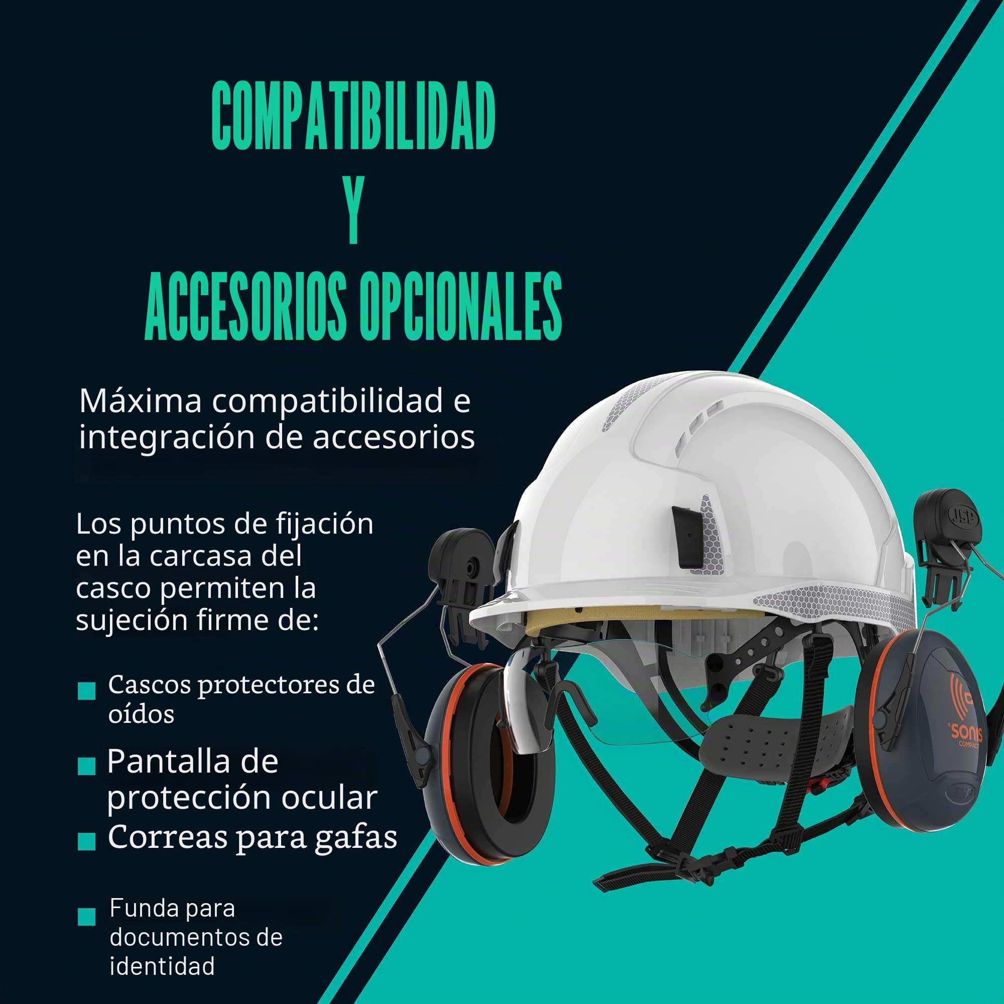 JSP EVOLITE Casco de Seguridad Ligero CR2 Wheel Ratchet - Ventilado - Blanco - Comodidad Superior - Ajuste Preciso - Casco de Obra Homologado para Ingeniería y Mantenimiento Industrial - EN 397