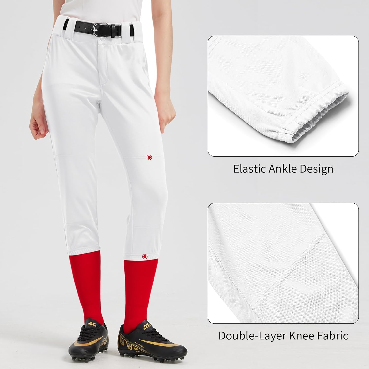 QBK Women's Softball Pants - Lightweight Quick Dry Polyester Knicker for Baseball & Fastpitch - Image 3