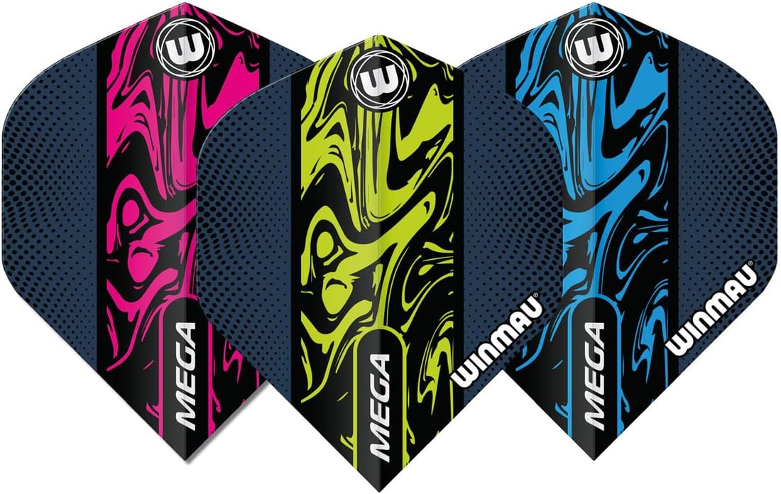WINMAU Mega Standard Liquid Dart Flight Set - 3 set per pack (9 Flights in Total)