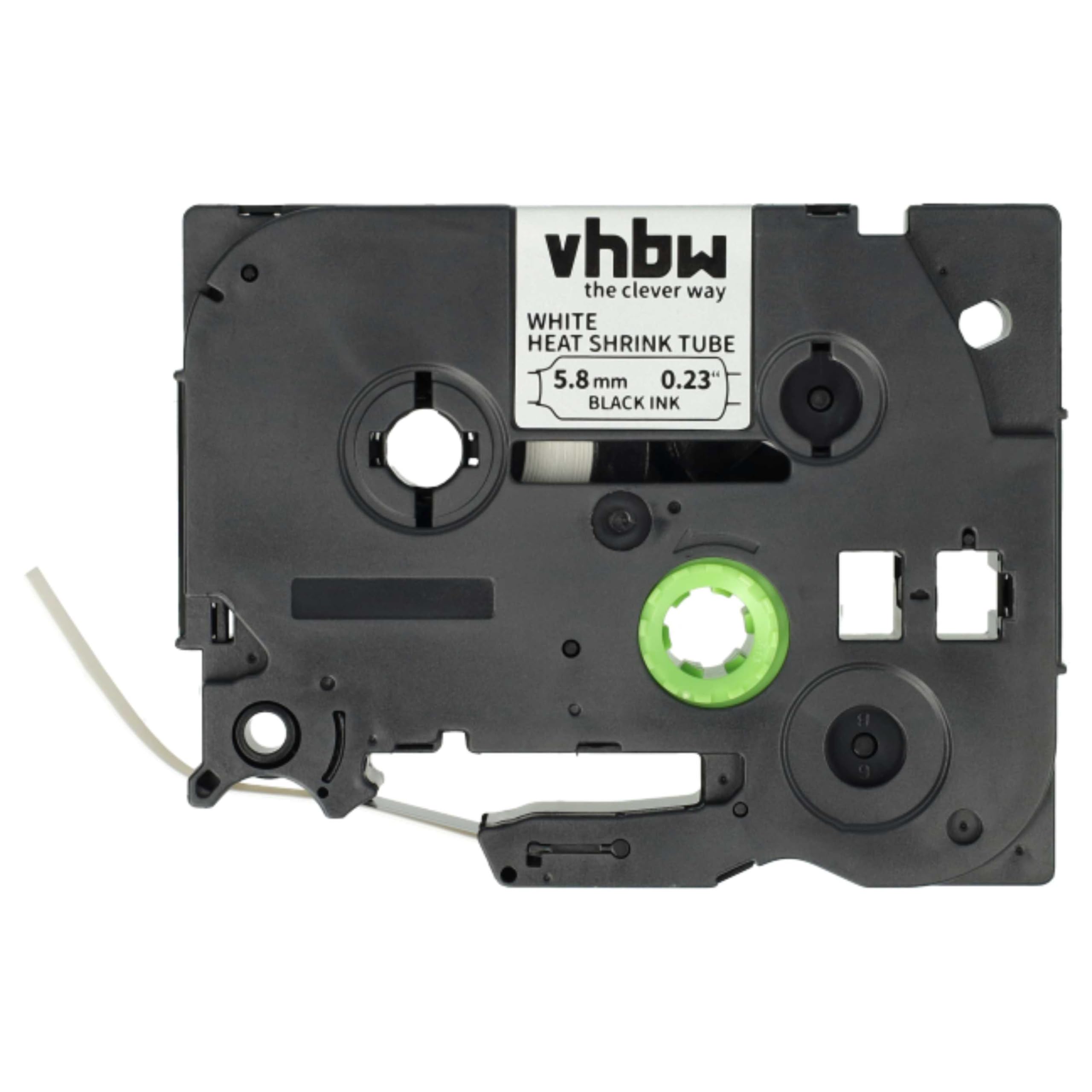 vhbw 5x taśmy kompatybilne z Brother P-Touch PT-P900W drukarka etykiet 1,5 m x 5,8 mm czarno-białe, kaseta z tuleją termokurczliwą