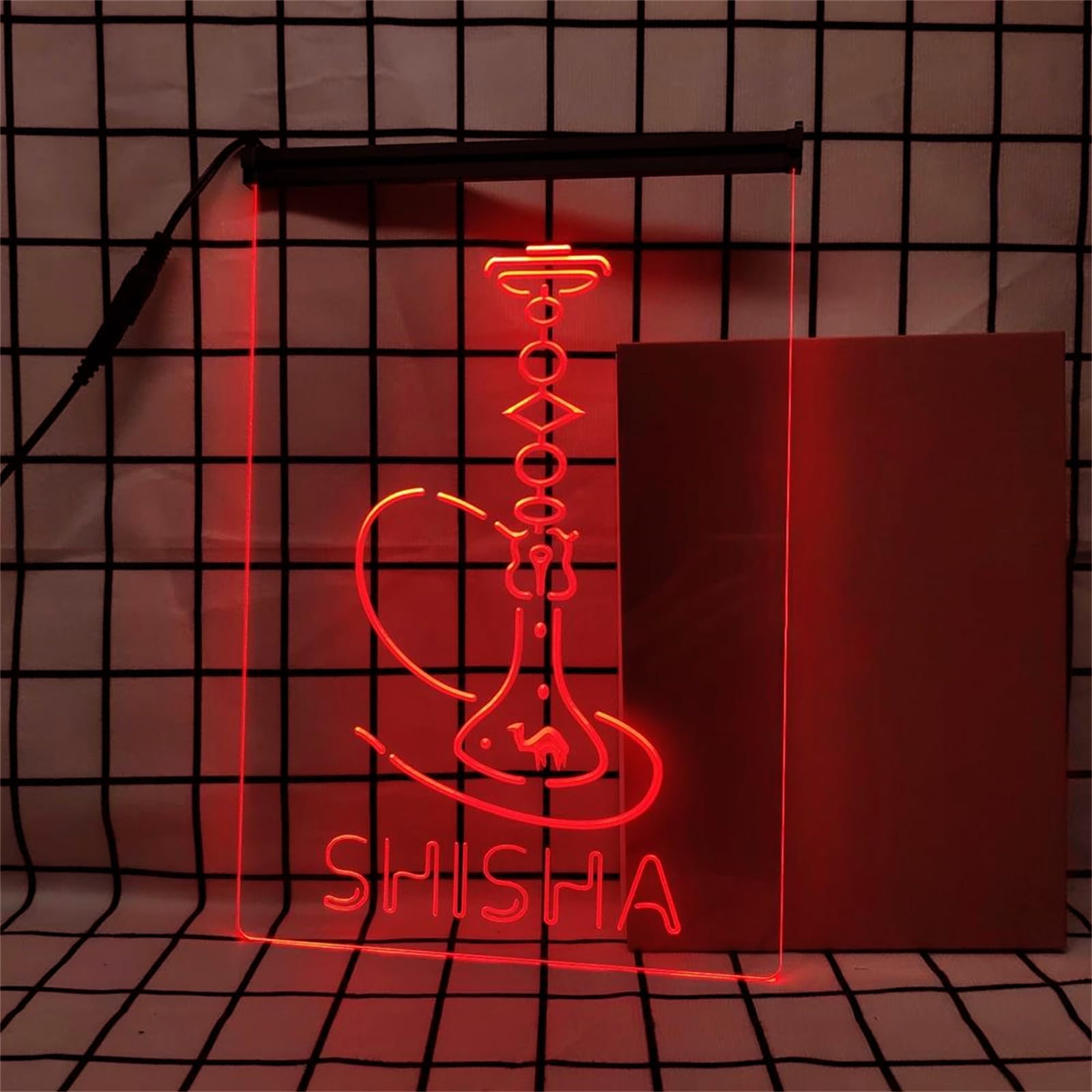 REWIS Shisha LED Neon Signs, USB Powerd Dimming Neon Lights, for Hookah Bar Wall Hanging Luminous Decor,Red,30x40cm