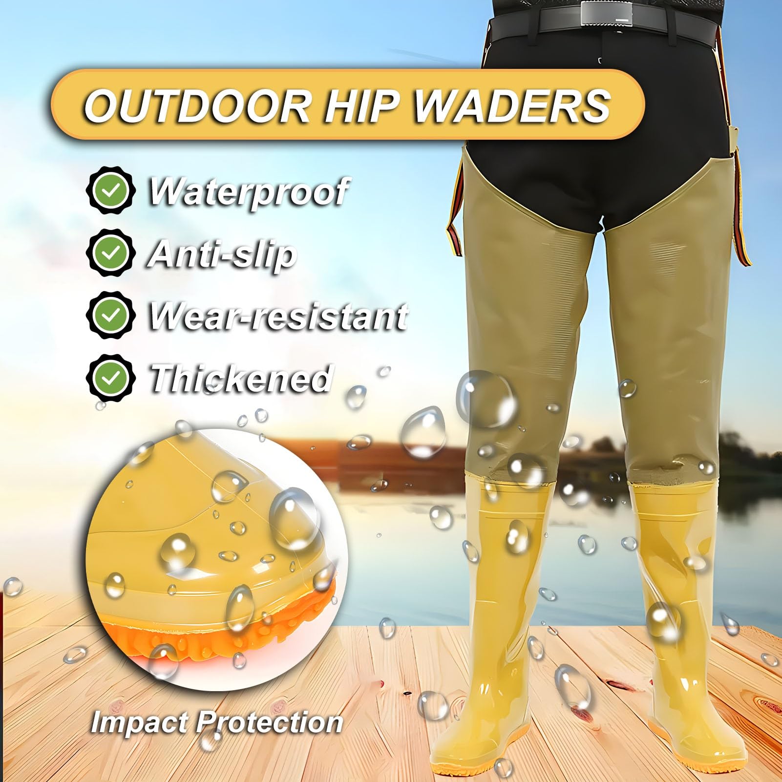 Waders hip Wader da Pesca In Nylon A 2 Strati, Wader Flessibili con Presa Più Forte, Per Laghi, Caccia E Paludi