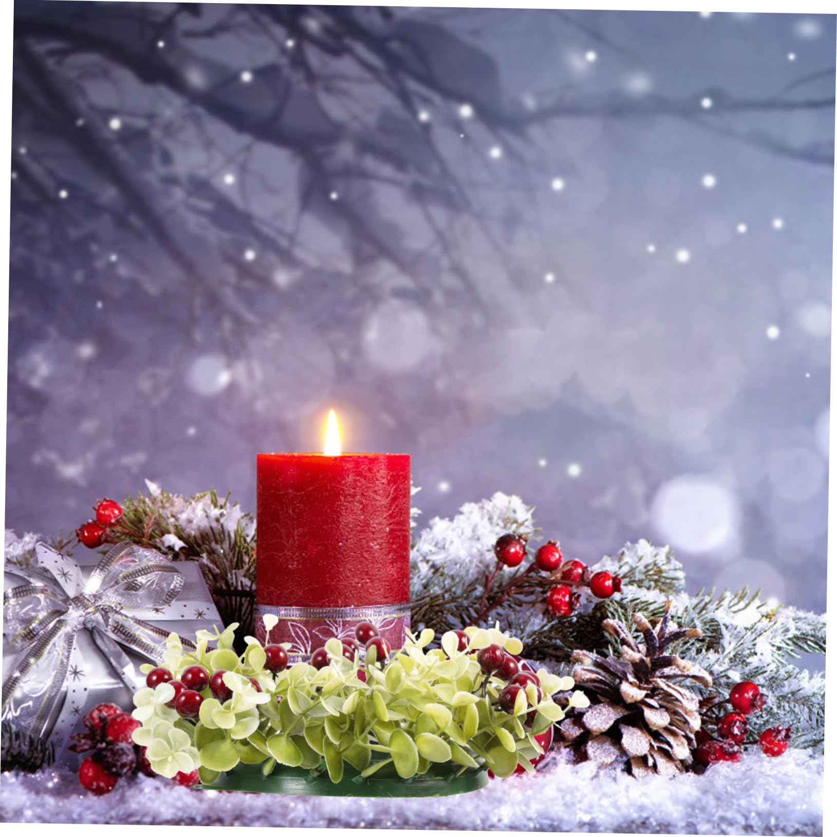 TOPBATHY 5 Piezas Guirnalda de Velas navideñas de Velas Decorativas de Velas de eucalipto Adornos navideños Christmas Decoraciones decoración de Mesa navideña