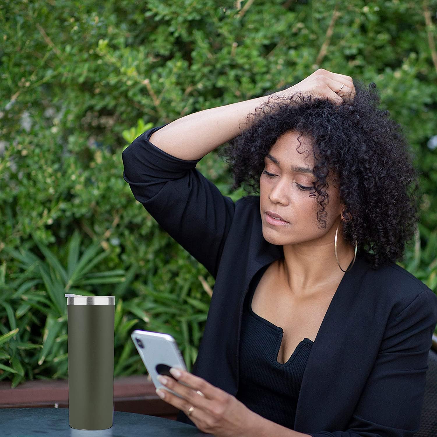 HASLE OUTFITTERS 20 oz Skinny Tumblers Bulk Set, Stainless Steel Insulated Slim Tumblers with Lids, Reusable Double Wall Travel Coffee Mugs, Durable Powder Coated Travel Water Cups(Army Green, 12) - Image 6