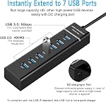 7-Port USB Hub, YaimhSound Multiple USB, 6 Port USB Hub, USB 3.0 USB 2.0 Hub, USB Splitter for Laptop, PC, Keyboard, Mouse, SSD, Dell, HP, Lenovo, MacBook, Acer, Surface, 1ft