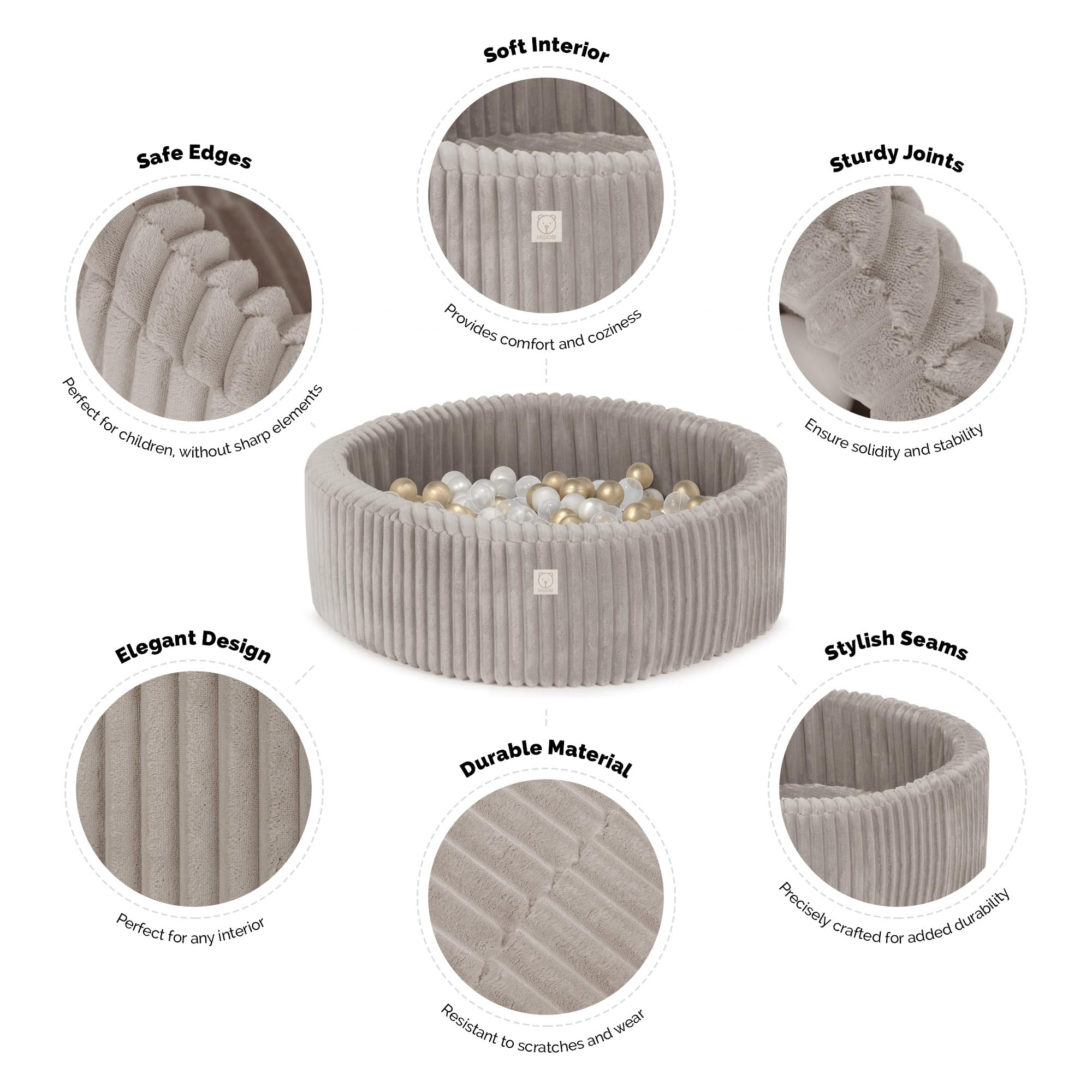 MISIOO Bällebad Für Kinder - 90x30cm Mit 200 Bällen Ab 1 Jahr