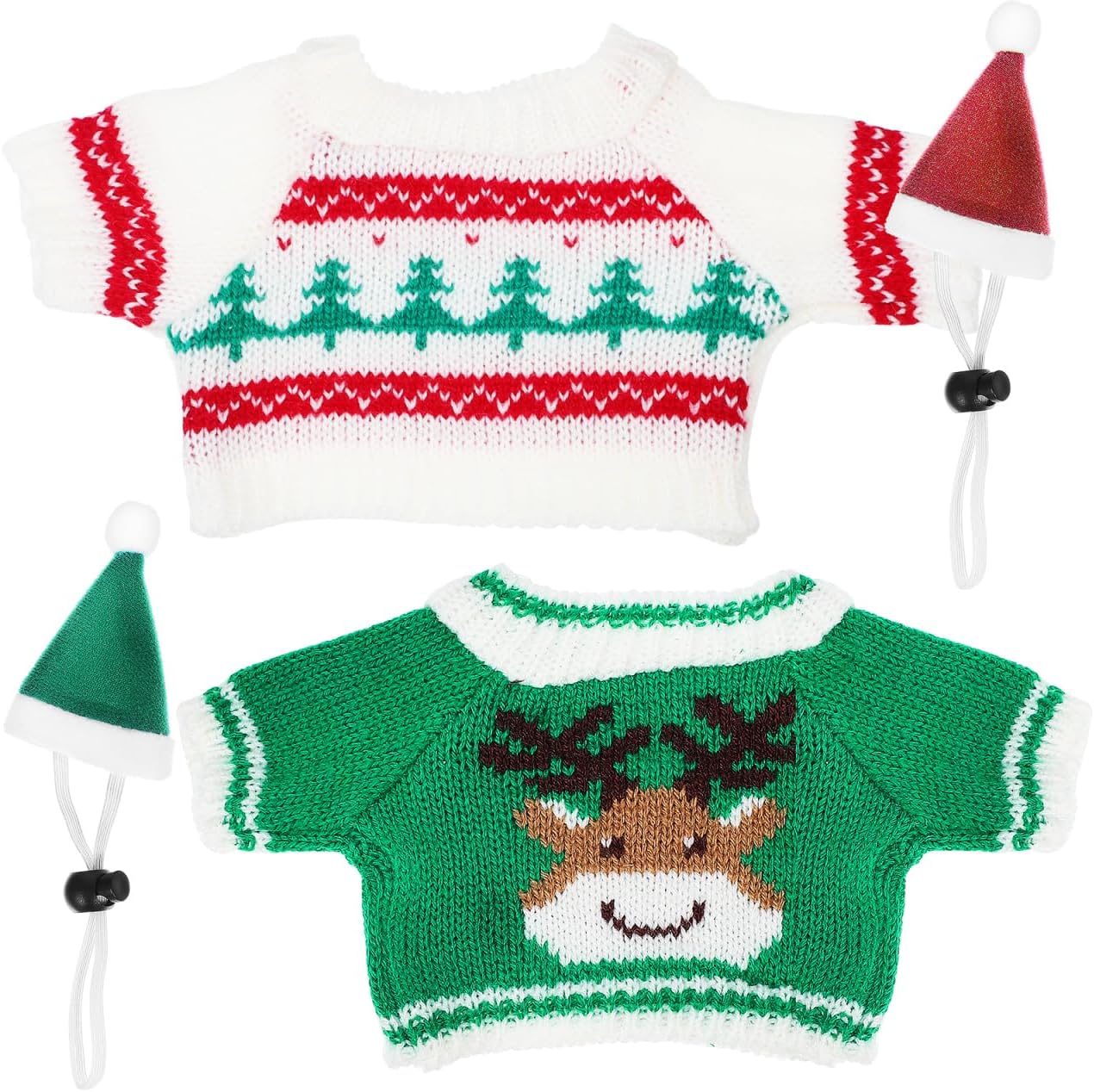 VICASKY 1Set Small Pet Christmas Costume Includes Reindeer Christmas Tree Outfit with Soft Stretchy Hats for Guinea Pigs Hamsters and Small Pets Holiday Attire