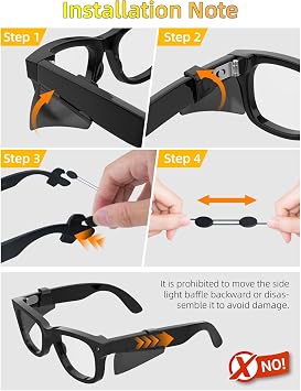 Safety Glasses Side Shields & Eyeglass Strap for Ray-Ban Meta Smart Glasses