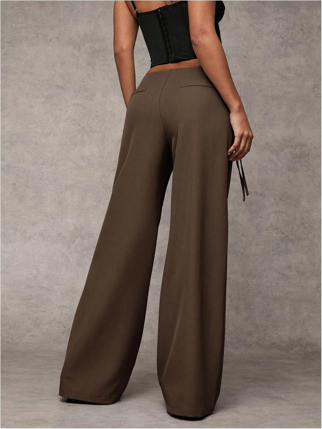 GORGLITTER Women's Low Rise Going Out Formal Dress Pants Wide Leg Work Slacks Pants Business Casual Outfits Trousers - Image 2