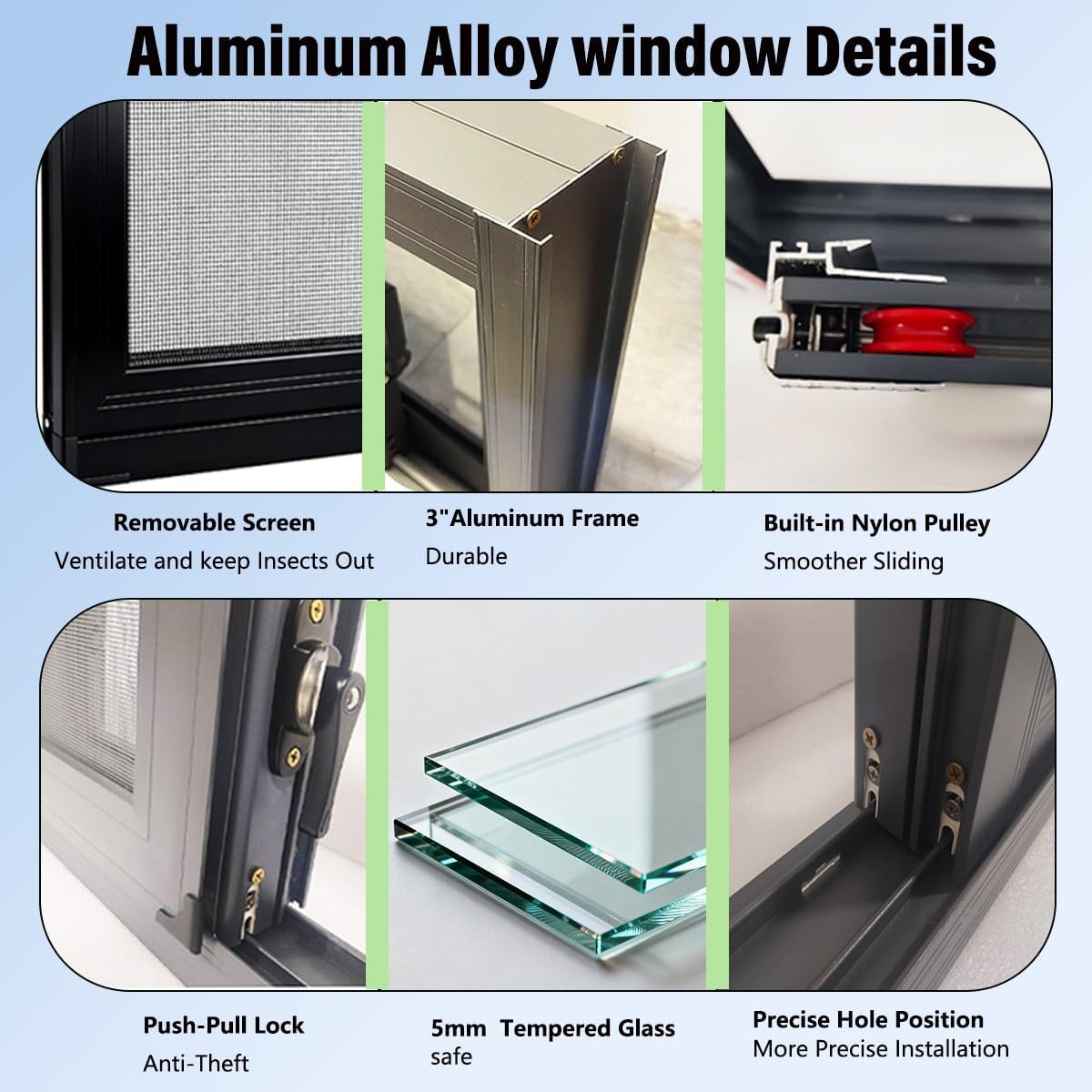 Aluminum Storm Windows Replacement Household Sliding Windows Basement Slider Window Mobile Home Window with Tempered Glass and Screen for Shed Garage Chicken Coop Loft Bathroom(White,28x21in)