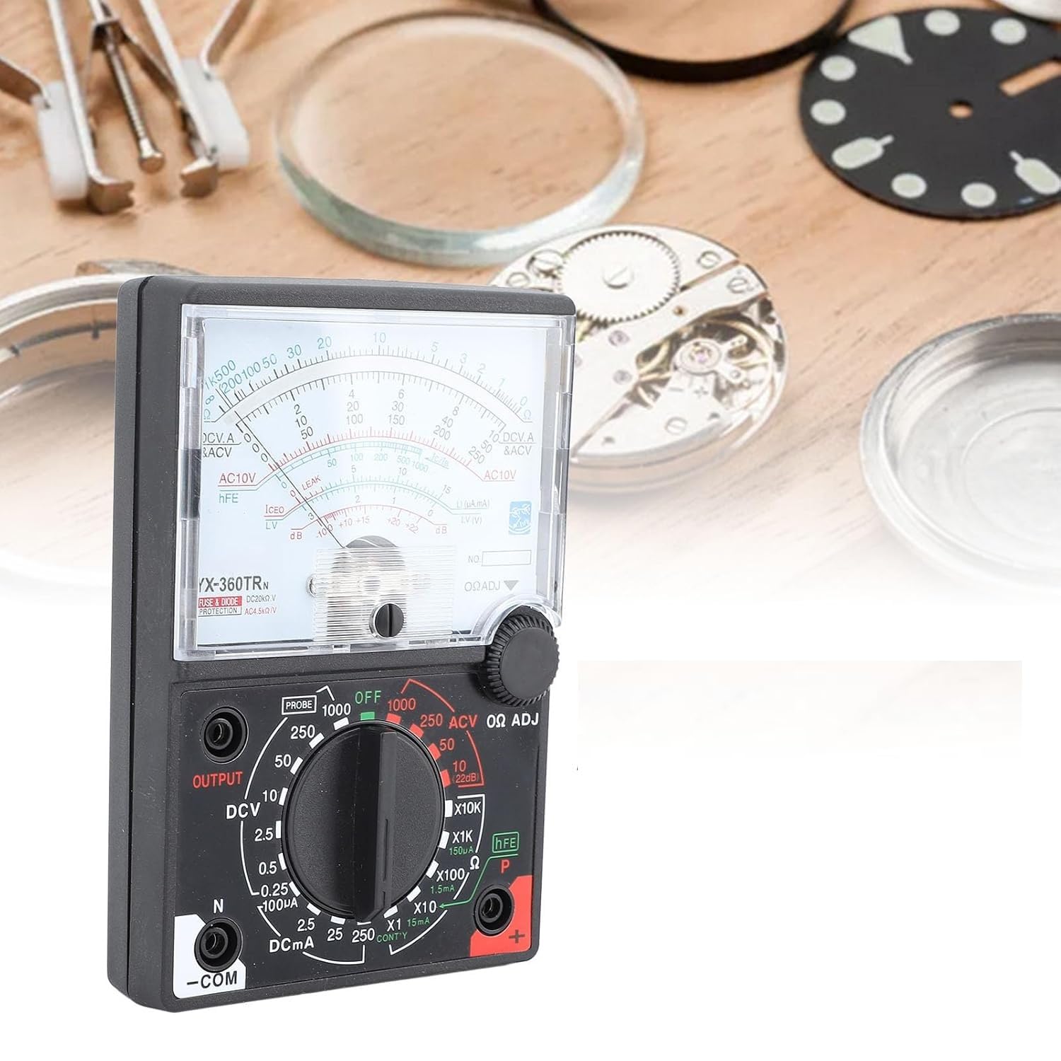Multimetro tester analogico portatile con cavi puntali, misuratore di tensione rilevatore di corrente elettrica resistenza diodo voltmetro amperometro Ohmmetro YX-360TRN