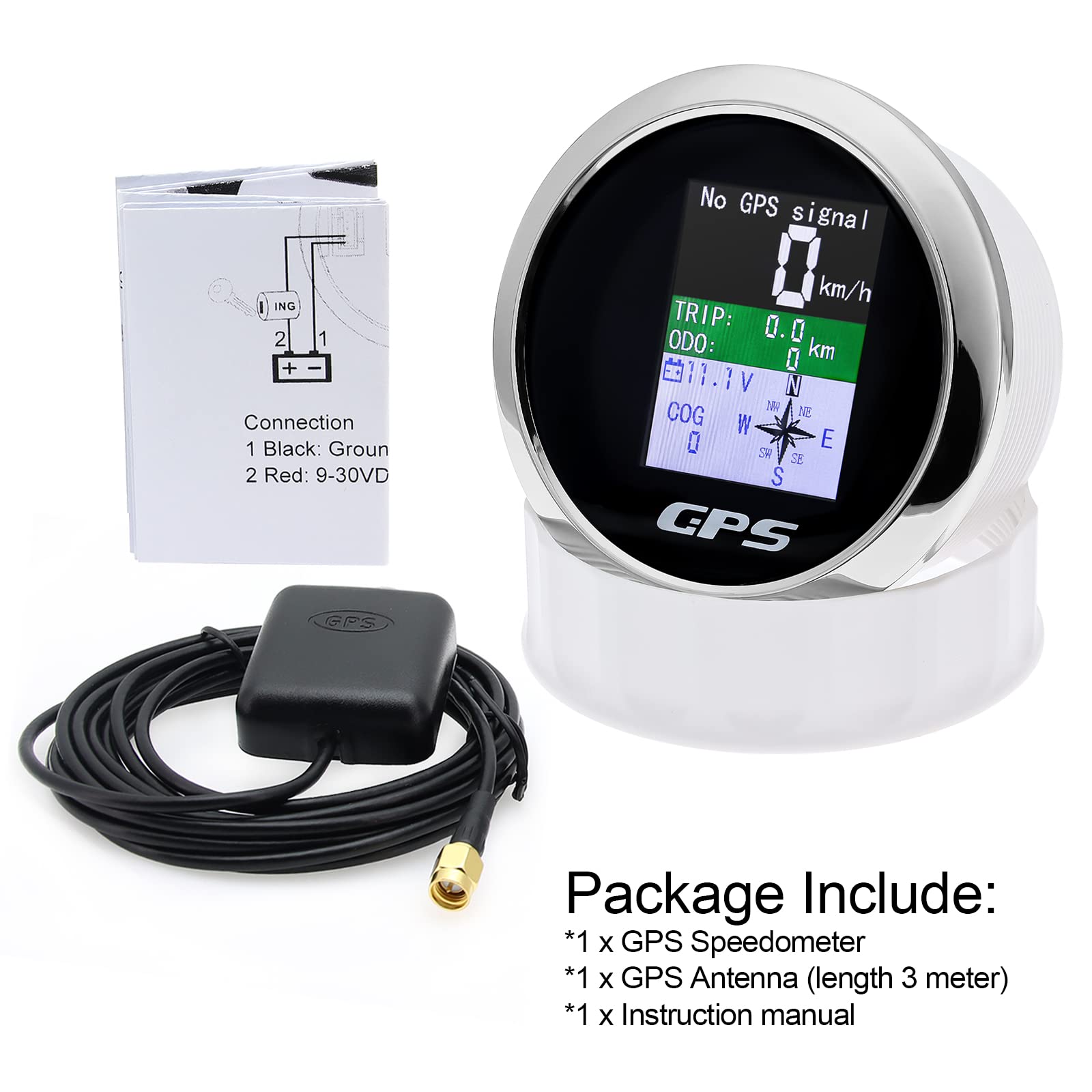 Tachimetro digitale GPS da 85 mm, con contachilometri, impermeabile IP67, per auto, barca, yacht, 12 V/24 V