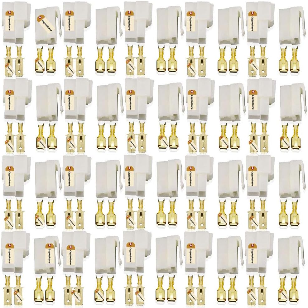 Lsgoodcare 20Sets 6.3MM 2 Pin Way Electrical Automotive Wire Connector Kits Male Female Socket Plug Terminal for Motorcycle Car