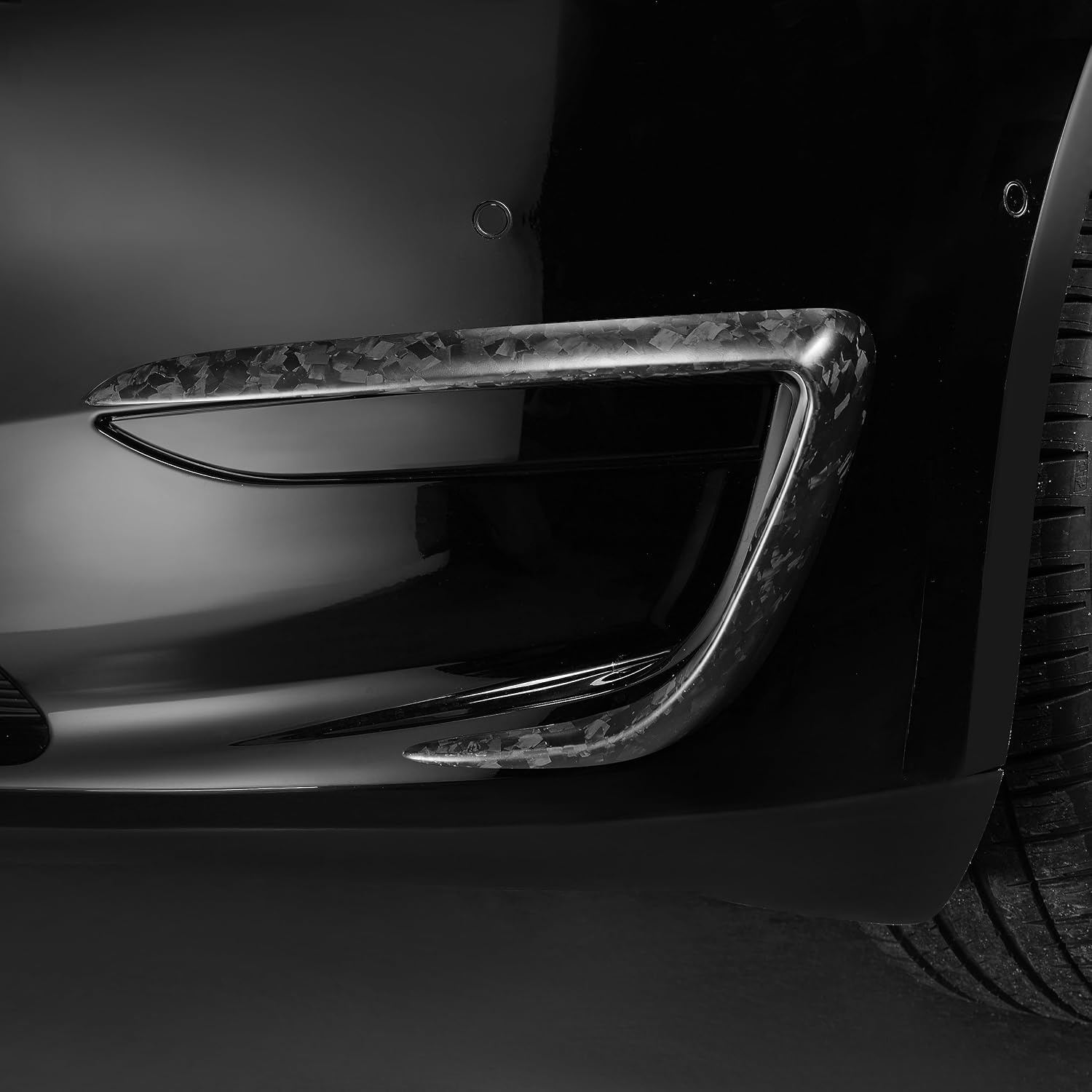 Carbonati for Tesla Model Y Front Fog Light Trim Cover Fog Lamp Frame Blade Trim Eyebrow Spoiler for Tesla Model Y 2019 2020 2021 2022 2023 MATTE BLACK